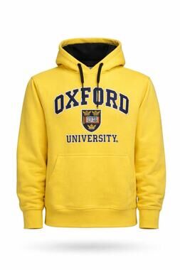 Oxford University Hoodie Unisex XS Yellow Embroidered Crest Pullover Sweatshirt
